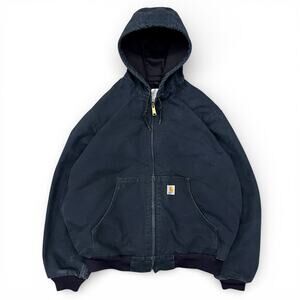 Vintage Y2K Carhartt J131 BLK Black Active Jacket Hooded Thermal Lined Oversize